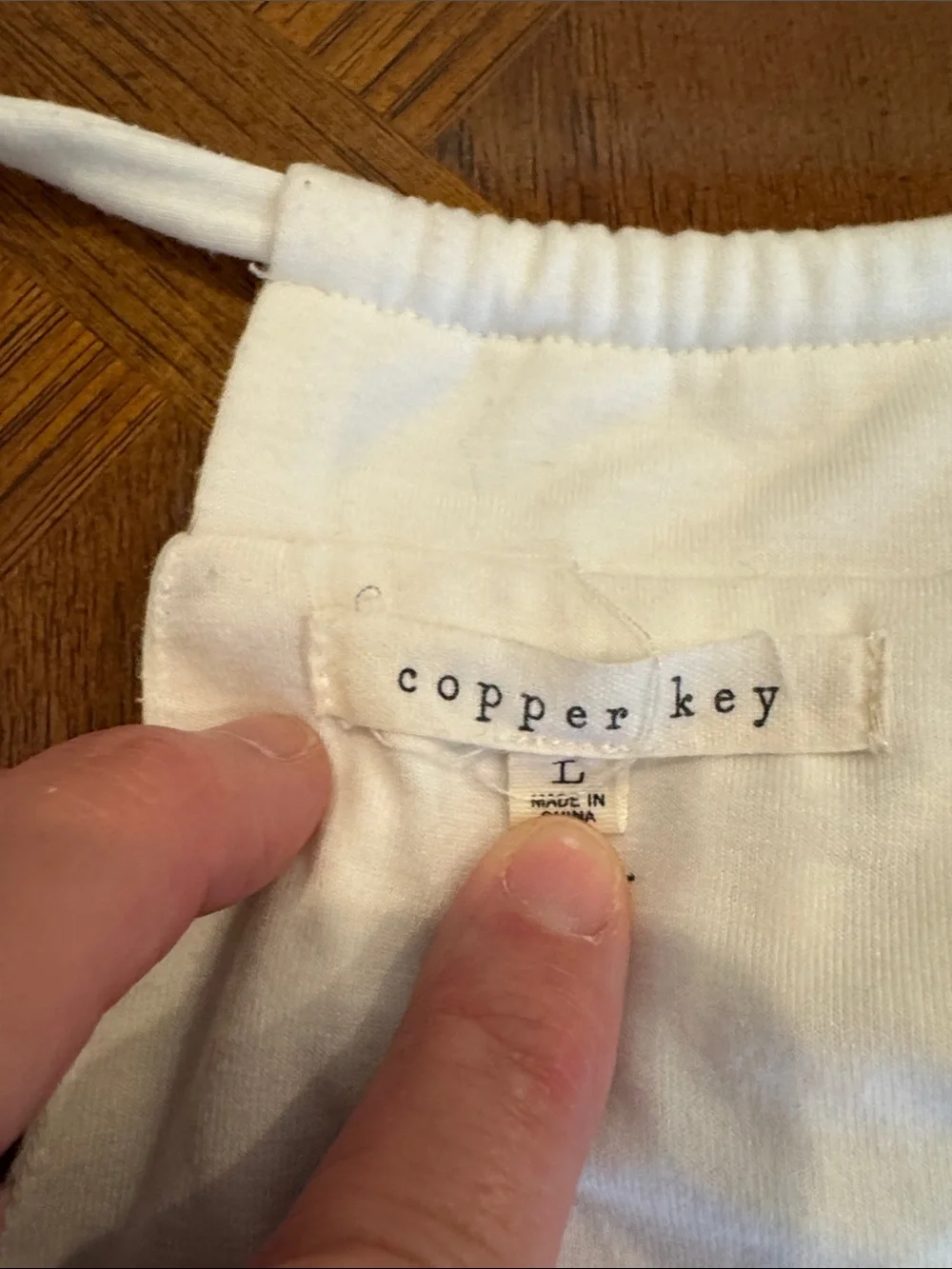 Copper Key White Ruffle-Hem Racerback Camisole L - Picture 2 of 3